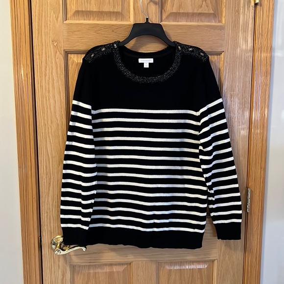 Charter Club Sweaters - Charter Club - Striped Sweater - Black & Cream - XL